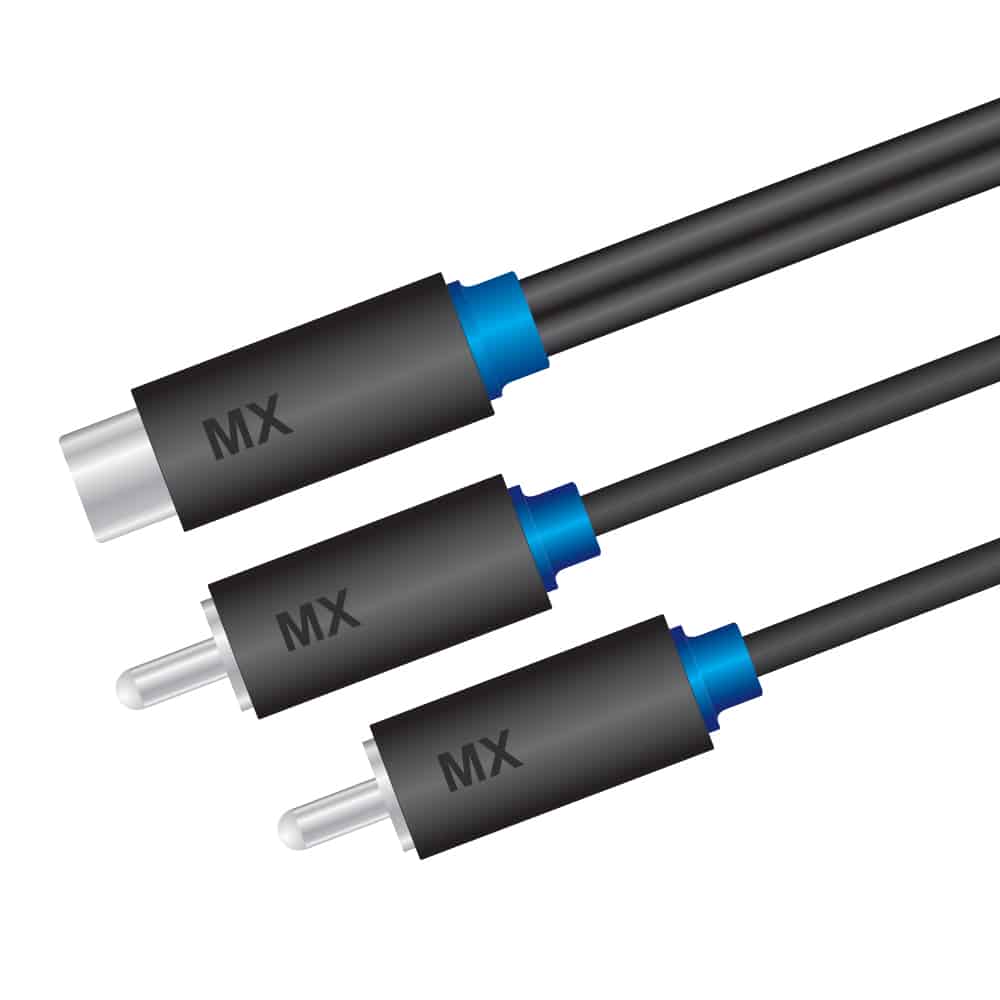 MX RCA Socket to 2 x RCA Plugs Cord - 0.3 meter