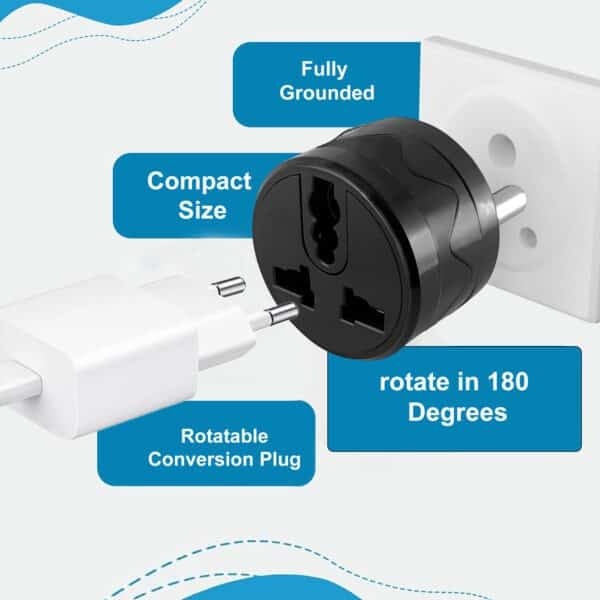 MX Rotatable Conversion Plug, Multi Plug Travel Adapter ROTATABLE Upto 180° (Pack of 2)