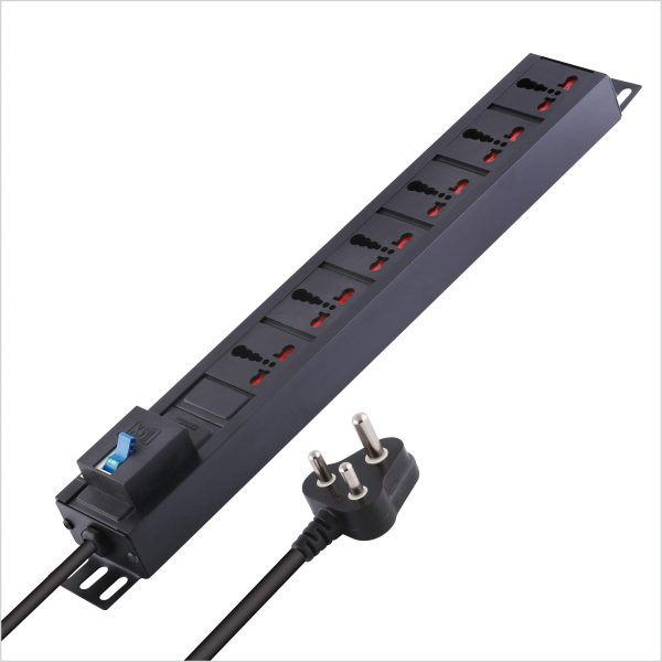 MX 6-Outlet Power Distribution Unit Universal Power Strip 15 AMP with Single Pole MCB - 10 Meters