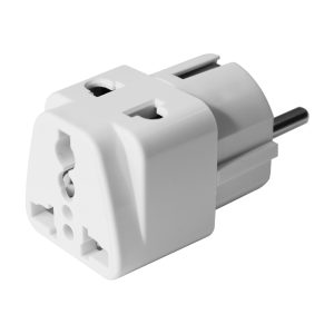 MX Conversion Plug Europe Type Schuko Plug to Universal Socket and 2 pin Socket Worldwide Travel Adapter, White