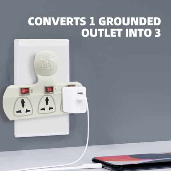 MX 3-Pin 3-Socket Universal Adaptor, 5 Amp