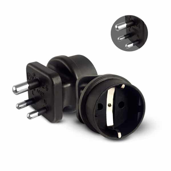 MX European (Schuko) to India Plug Adapter 5 Amp- Convert European Type E/F Input to India Type D Three Prong Output Connection, Black
