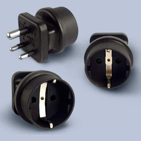 MX European (Schuko) to India Plug Adapter 5 Amp- Convert European Type E/F Input to India Type D Three Prong Output Connection, Black