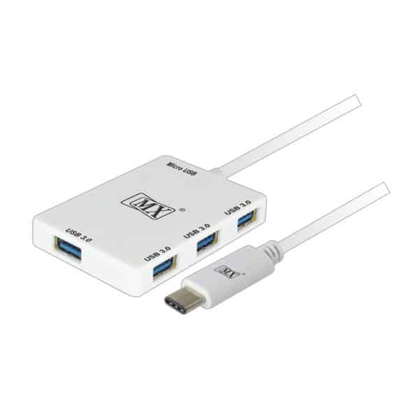 MX USB TYPE 'C' MALE TO 4 USB FEMALE PORT (3.0V) + MICRO USB FEMALE PORT - 10 CM CABLE (MX-3587)