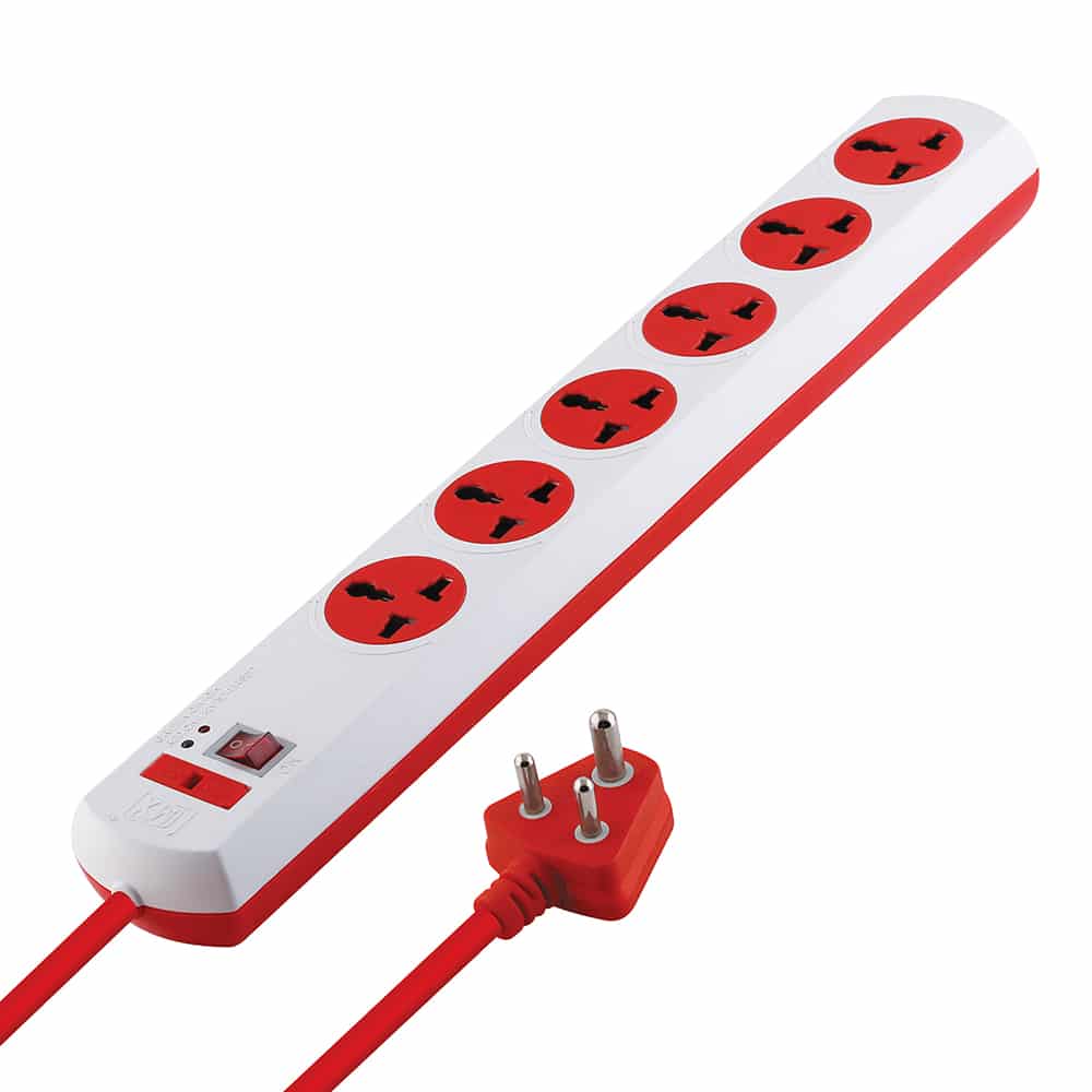 MX Power Strip with 6 Universal Socket, Master Switch, Power Indicator, 3 mtr Cord Length