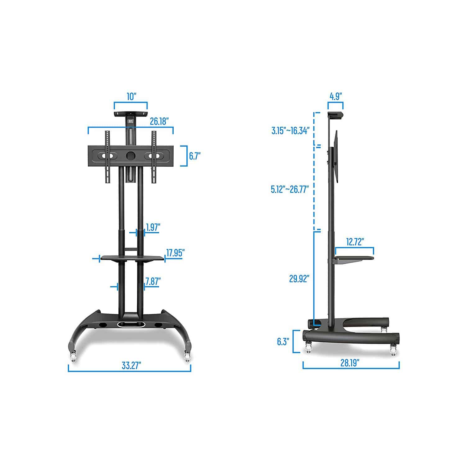 MX Universal TV Cart Mobile Stand W/ Mount for LED LCD Plasma Screen 32 to 65 MX 3885 - Image 5