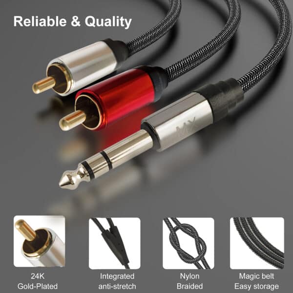 MX 6.35mm P-38 Stereo Male to 2 RCA Male cable : 1.5 mtr (MX-3896A)