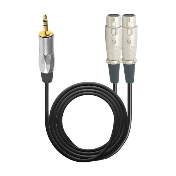 MX EP 3.5 mm Stereo Male to Two 3 Pin Mic XLR Female cable : 1.5 mtr
