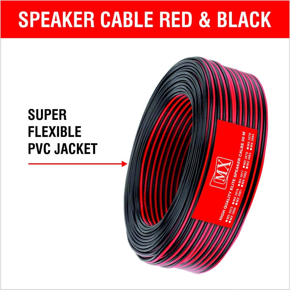 MX High Performance Red & Black Speaker cable 40 WIRE = 18 AWG - 50 meters Coil - Premium Speaker Wires for Home Theater Systems, Speakers, Vehicles, Car Audio, Amplifiers, Hi-Fis, Receivers Etc. (1) - Image 2
