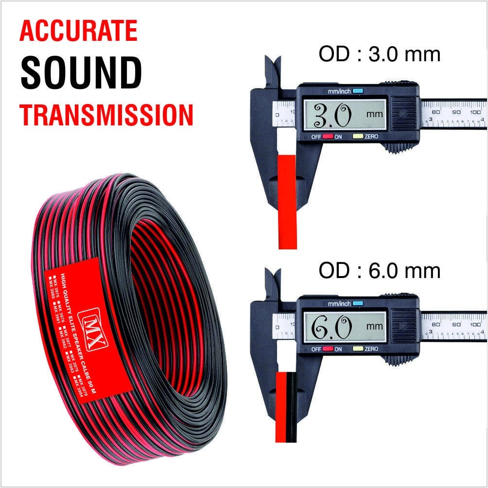 MX High Performance Red & Black Speaker cable 40 WIRE = 18 AWG - 50 meters Coil - Premium Speaker Wires for Home Theater Systems, Speakers, Vehicles, Car Audio, Amplifiers, Hi-Fis, Receivers Etc. (1) - Image 5