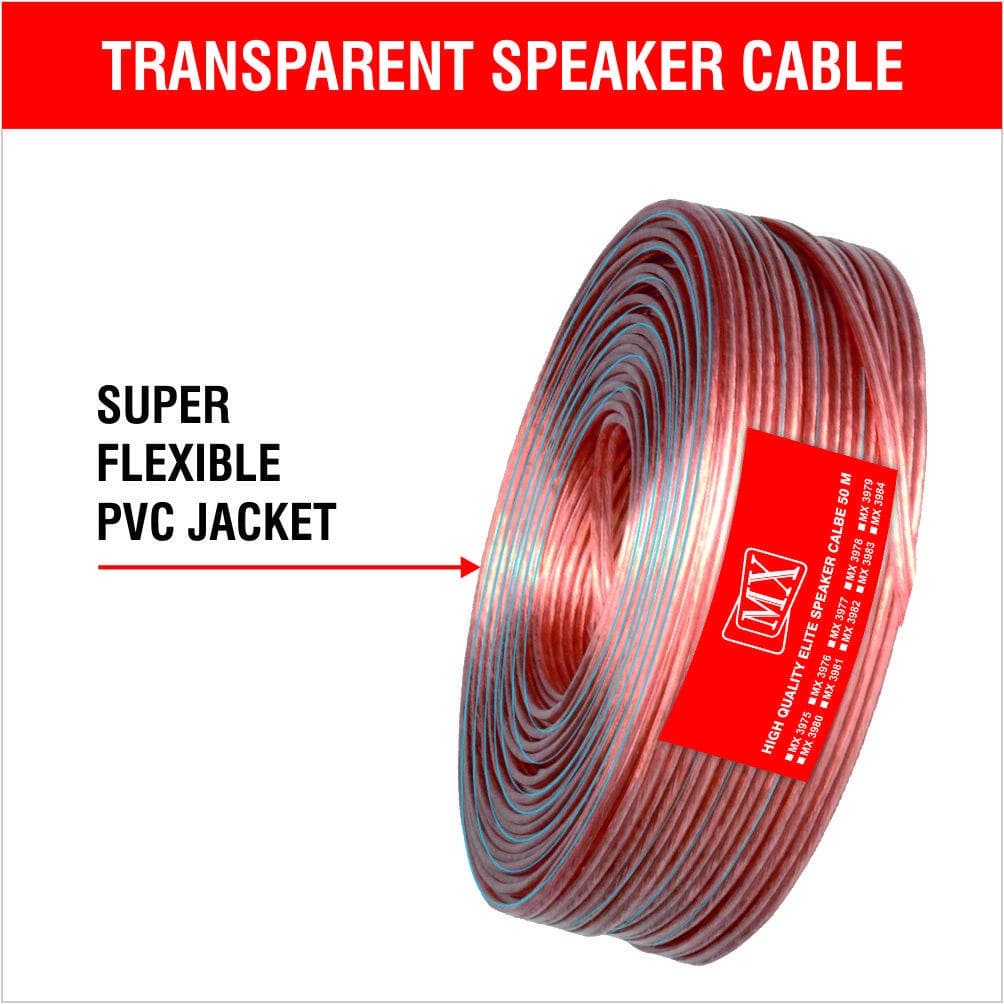 MX High Performance Speaker Cable: 14 Wire: Od - 2.2Mm X 4.4Mm : 50 Mtr Coil, Transparent - Image 2