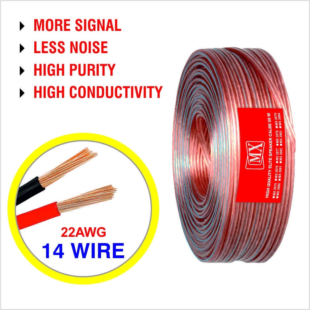 MX High Performance Speaker Cable: 14 Wire: Od - 2.2Mm X 4.4Mm : 50 Mtr Coil, Transparent - Image 5