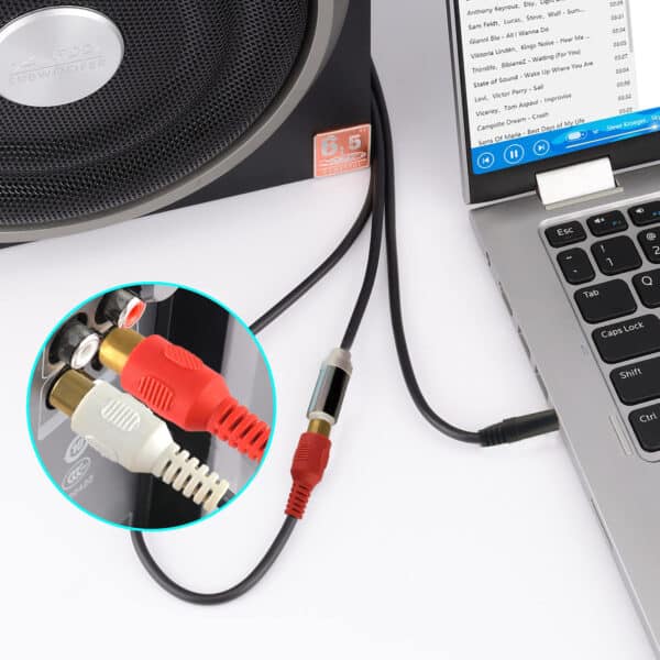 MX EP 3.5mm Stereo Female To 2 RCA Female Cord : Pin Gold Plated : 1.5 Mtr