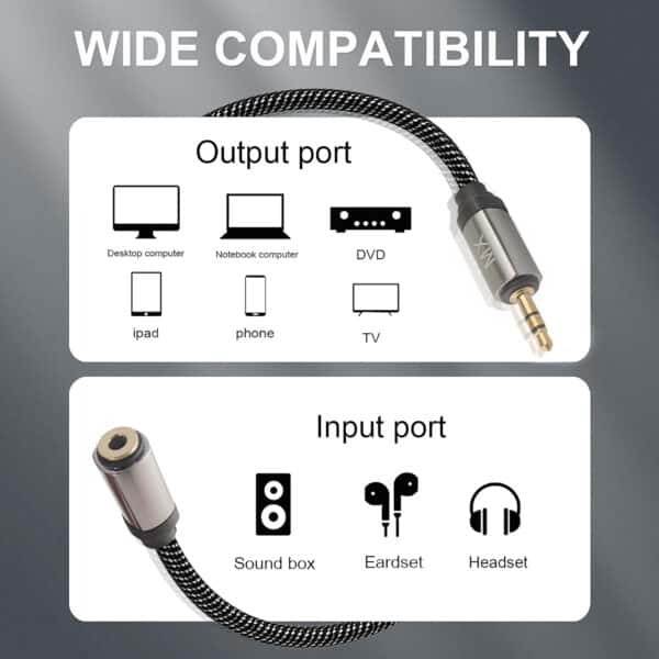 MX 3.5mm EP Stereo Male to Female Cable (1.5m)(Black)