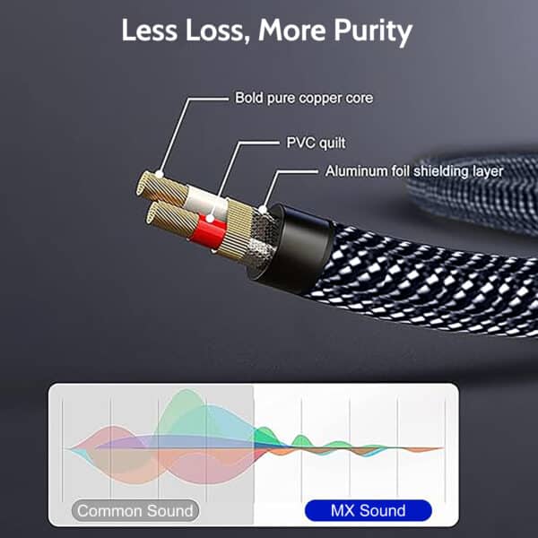 MX 6.35 mm P-38 MONO MALE TO 2 RCA MALE CABLE (MX-3997A 3M),Black