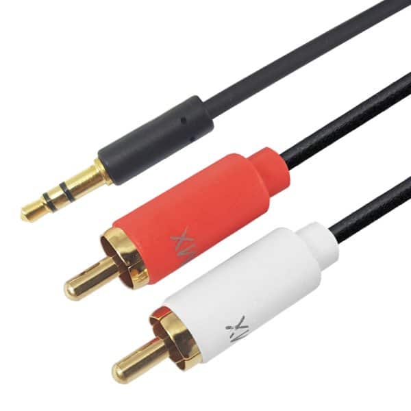 MX EP 3.5 mm Stereo Male to 2 RCA Male cord : 3 meters ( Slim type) Gold Plated