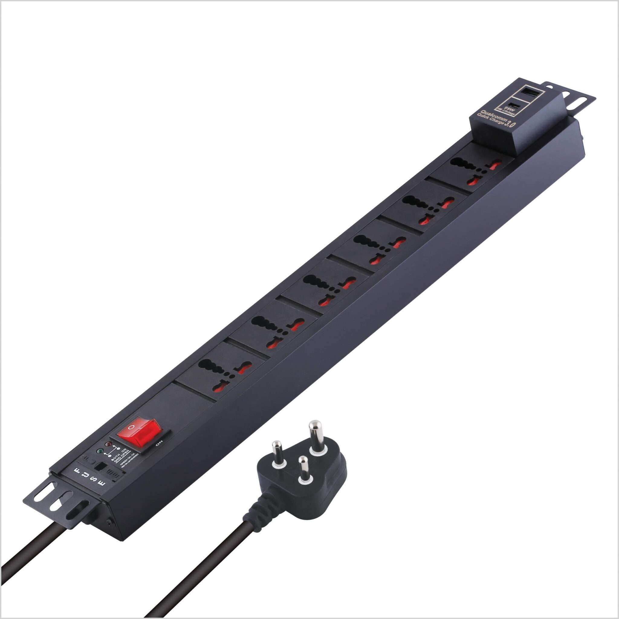 MX 6-Outlet Power Unit: 15A Universal Socket, USB-C PD 95W + USB-A Port, Fuse, Master Switch, Wall Mount, 1.5m Cord.