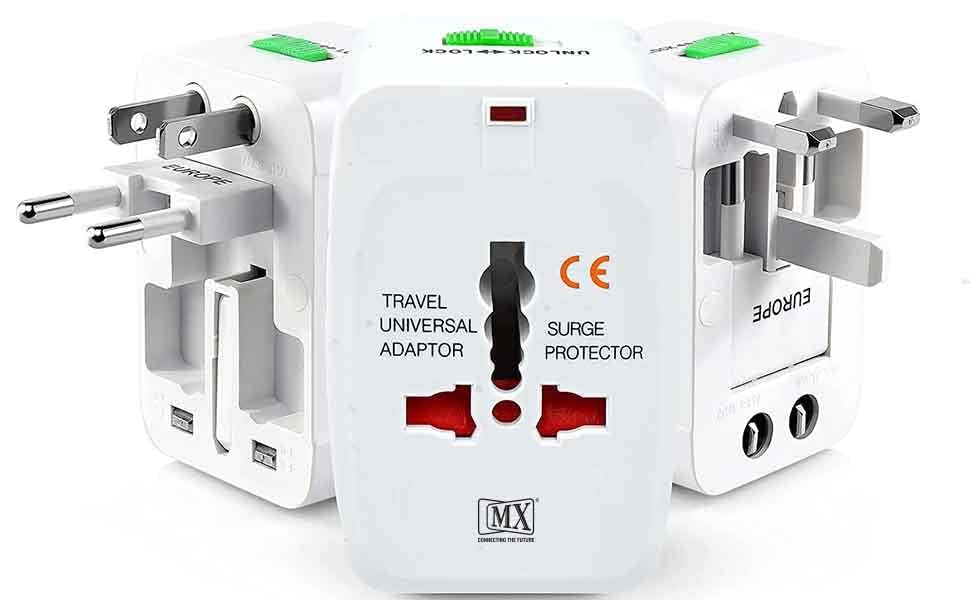 MX Universal Travel Adapter, Worldwide All over 150 International Countries with LED & Child Safety Shutter-Universal Socket Compatible in UK, Europe, USA, Australia, China, Japan & Thailand