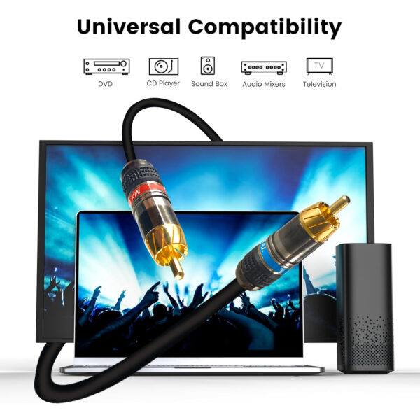 MX 2 RCA Plug to MX 2 RCA Plug Cord (Gold Plated Tips) - 1.5 Meters