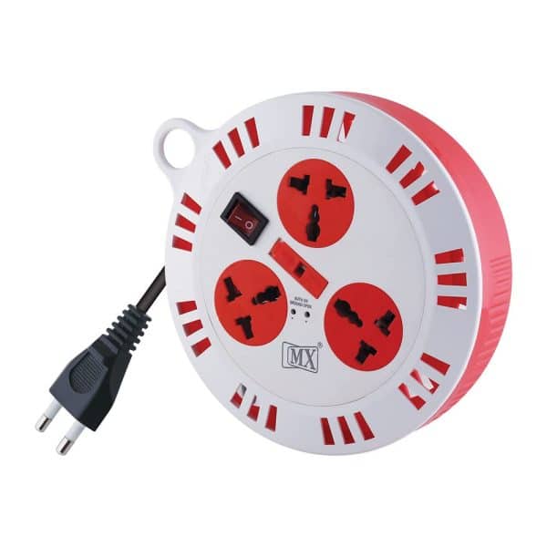 MX 3 Outlet Universal Sockets, Spike Guard Extention Box with Master Switch, Fuse Protection-2 Pin x 10 Meter Power Cord