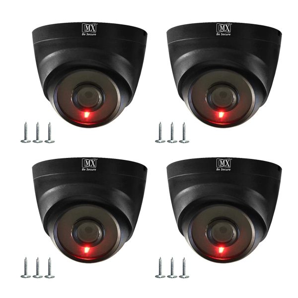 MX Dummy CCTV Camera/Dummy CCTV Dome Camera (Fake Camera No Audio/No Video) with Battery Operated Red Led Light is Ideal for Home, Office Dummy 2 (Pack of 4)