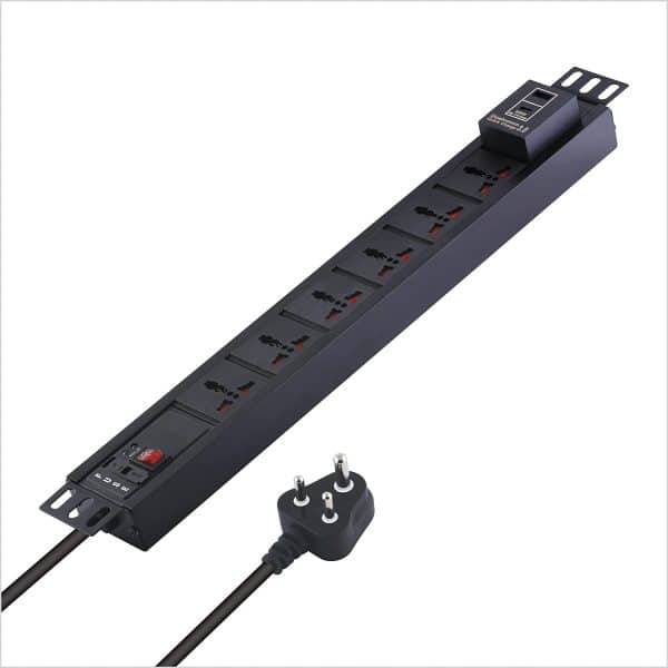 MX 6-Outlet Power Distribution Unit with 5A Universal Socket, USB C PD 65W, USB A Port, Built-In Fuse, Master Switch, Wall Mount, 1.5m Power Cord.