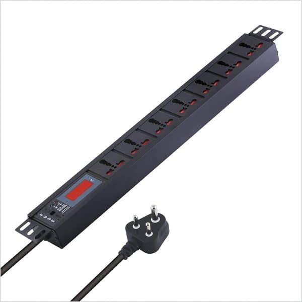 MX 7 Outlet Power Distribution Unit with Live Voltage Display, 6/16 AMP (Parameter: 30W~265V), Wall/Rack Mount, Built-in Fuse, Master Switch, Desk Mount and 19 inches Rack Mountable with 1.5m Power Cord.