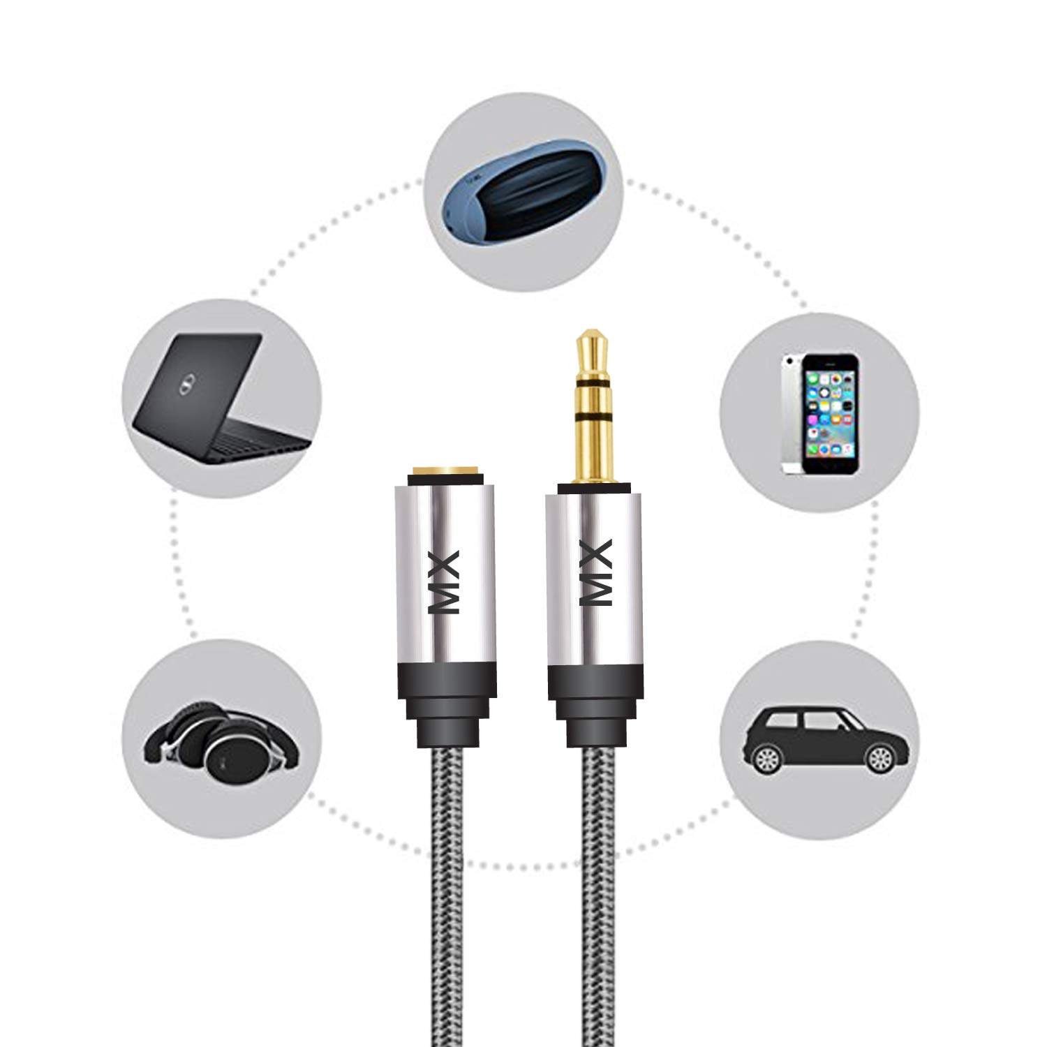 MX 3.5mm EP Stereo Male to Female Cable (5m)(Black) - Image 2