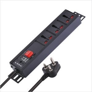 MX 3-Outlet Power Distribution Unit with Universal 15 Amp Sockets and a 5-Meter Power Cord.