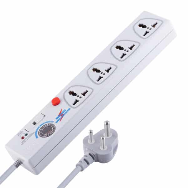 MX 4 Outlet Spike / Surge Protector With Universal Socket – Master Switch With Built-in Fuse – 1.5 mtr (5 foot) Power Cable – 5 amp