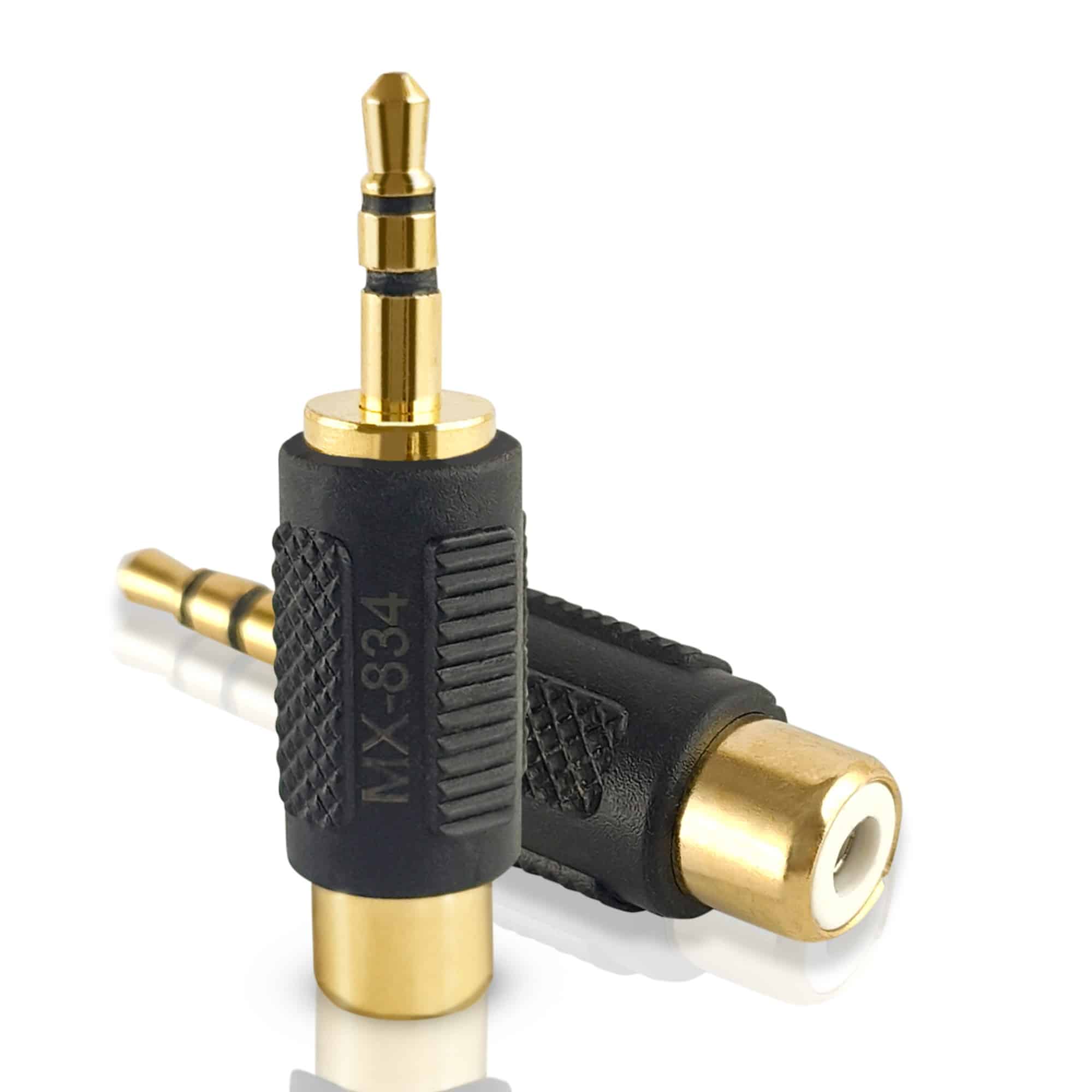 MX EP Stereo Male Plug 3.5 mm TO RCA Female Socket Connector (GOLD PLATED)
