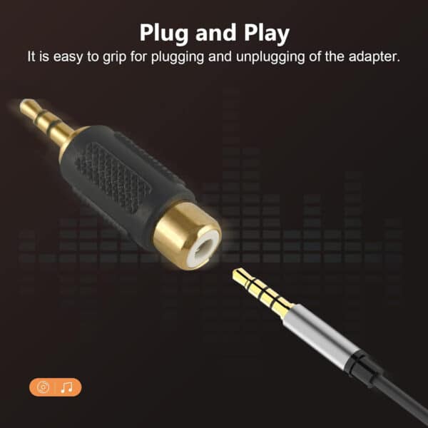 MX EP Stereo Male Plug 3.5 mm TO RCA Female Socket Connector (GOLD PLATED)