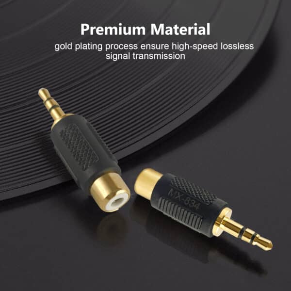 MX EP Stereo Male Plug 3.5 mm TO RCA Female Socket Connector (GOLD PLATED)