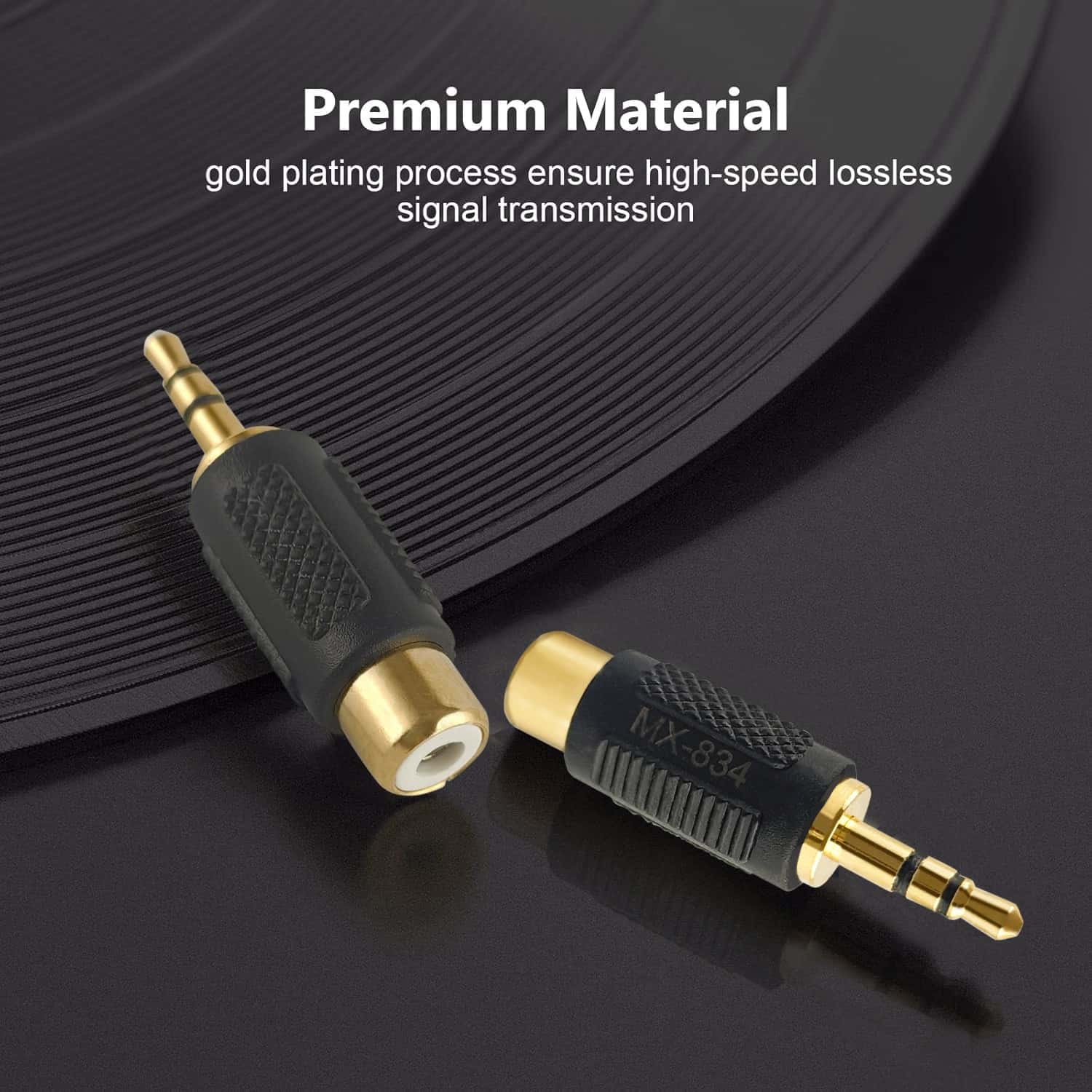 MX EP Stereo Male Plug 3.5 mm TO RCA Female Socket Connector (GOLD PLATED)