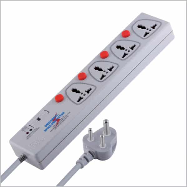 MX 4 Outlet Spike / Surge Protector With Universal Socket - Individual Switch With Built-in Fuse Power Cable - 5 amp - 1.5MTR