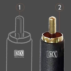 MX Single RCA Male to Single RCA Male Cord : 1.5 mtr : Slim Type : Gold Plated (Pack of 2)
