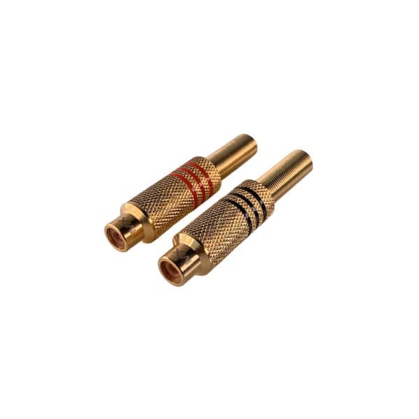 MX RCA MALE CONNECTOR FULL FEMETAL WITH SPRING (GOLD PLATED)