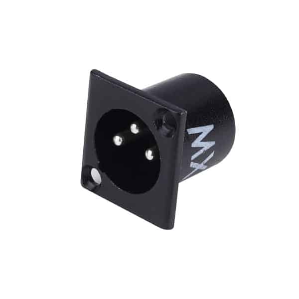 MX XLR 3 PIN MIC MALE CONNECTOR PANEL MOUNTING BLACK COATED