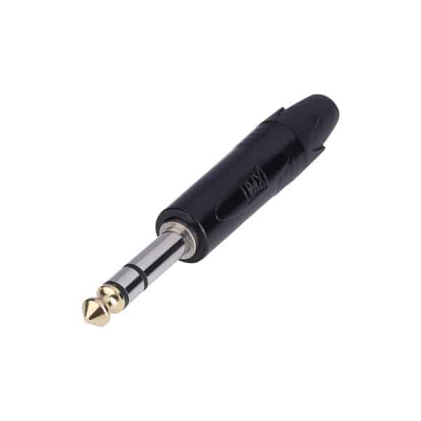 MX 6.35 MM P-38 STEREO MALE CONNECTOR HEAVY DUTY BLACK COATED WITH GOLDEN TIP