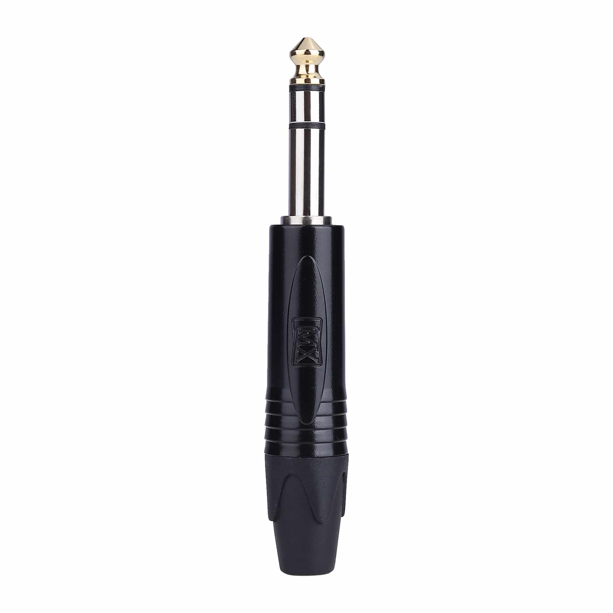 MX 6.35 MM P-38 STEREO MALE CONNECTOR HEAVY DUTY BLACK COATED WITH GOLDEN TIP - Image 3