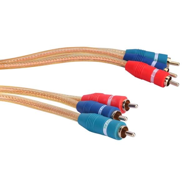 MX 3 RCA PLUG TO MX 3 RCA PLUG CORD WITH OFC TRANSPARENT CABLE (100% SHIELDED) - 3 Meters