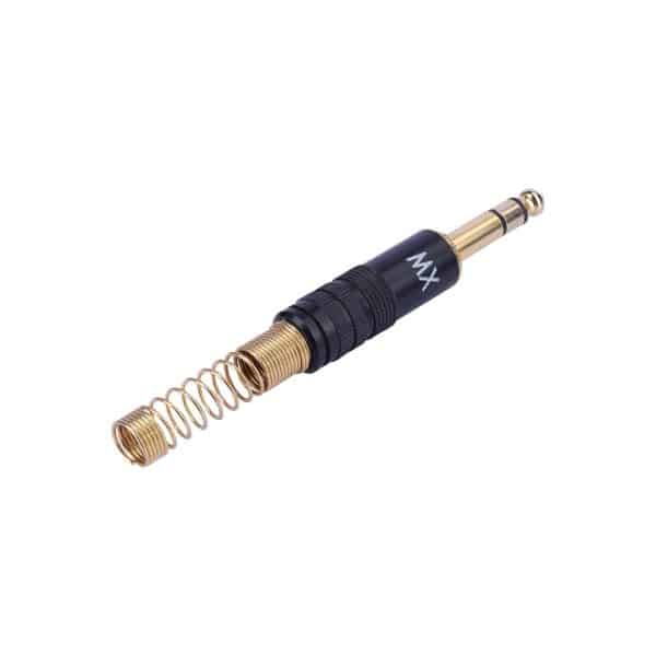 MX 6.35 MM P-38 STEREO MALE CONNECTOR FULL METAL W.S. BLACK COATED (GOLD PLATED) FOR 8.00 mm CABLE