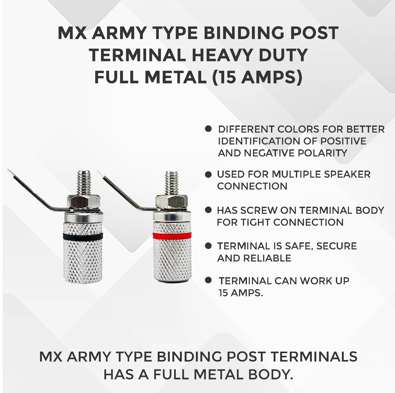 MX Army Type Binding Post Terminal Heavy Duty Full Metal (15 AMPS)