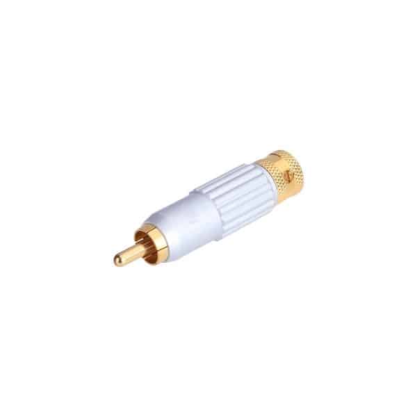 MX RCA MALE PLUG FULL METAL CONNECTOR G.P. WITH TELFON (SUITABLE UPTO 8 MM CABLE TO PRESS & LOCK)