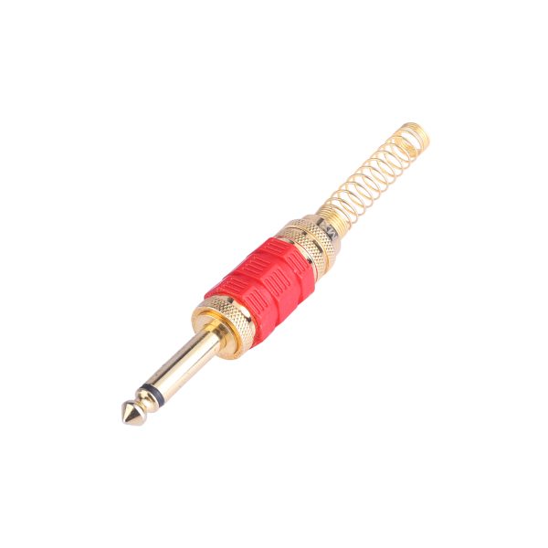 MX 6.35 MM P-38 MONO MALE PLUG CONNECTOR HEAVY DUTY WITH SPRING FULLY GOLD PLATED