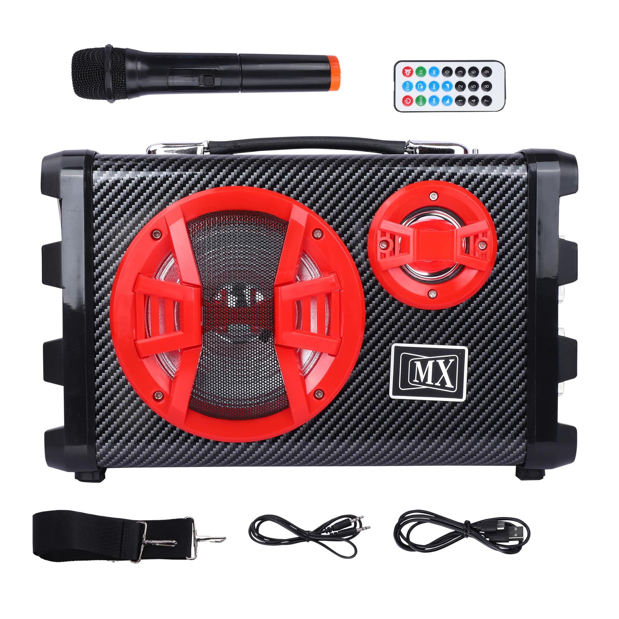 MX Portable PA Speaker with Microphone, Remote, Battery, Bluetooth, Aux Input, and Radio - Image 2