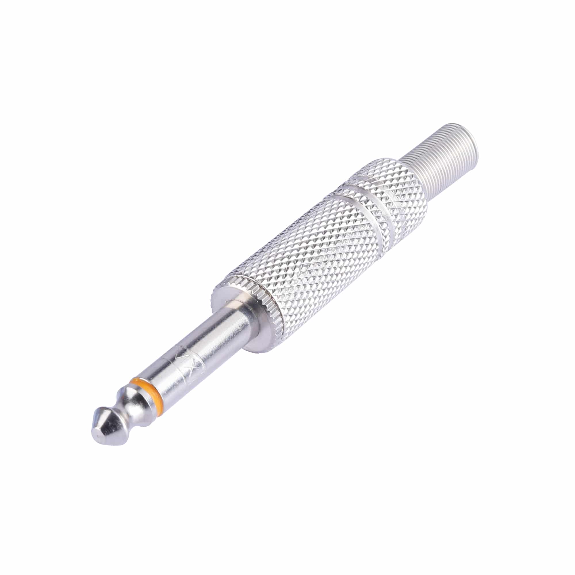 MX 6.35 mm P-38 copper plated mono male connector with spring(CONTACT GOLD PLATED)