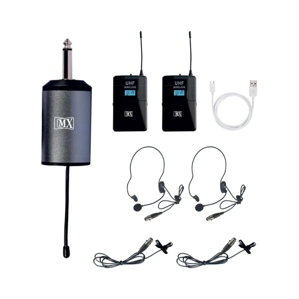 MX DUAL UHF Wireless Microphone With 2 Lapel Mics Body Pack Transmitter With Variable Frequency for Party, Wedding Host,Business Meeting & Multi-Purpose