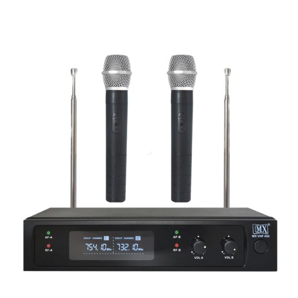 MX Professional VHF Series Wireless/Cordless with 2 Handheld Microphones Fixed Frequency Microphone