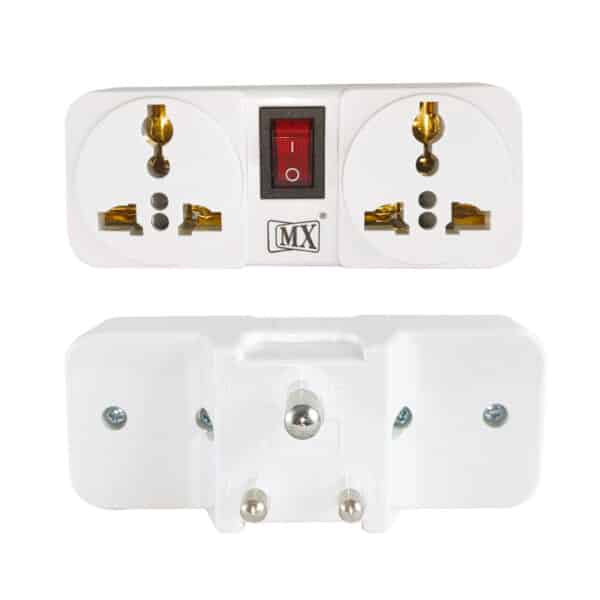 MX (3 Pin-2 Socket) Universal Socket Cordless Wall Extension Board, On/Off Switch with Child Safety Shutter